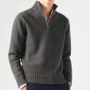Maglione da uomo con colletto alto e zip a metà Maglione a maglia monocolore con scollatura a V Elegante maglione autunnale invernale Vari colori 6