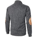 Maglione da uomo con maniche lunghe e colletto Maglione elegante monocolore con bottoni al colletto Toppe marroni sui gomiti Poliestere Vari colori 4