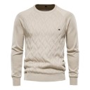Maglione da uomo in cotone con maniche lunghe e scollo a O Maglione lavorato a maglia monocolore Moda elegante per il tempo libero Abbigliamento autunnale e invernale 3