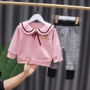 Maglione e pantaloni da ragazza L1165 rosa