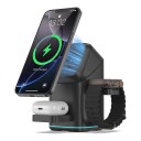 Magnetic Wireless Charging Station 3-in-1 15 W with Touch Rotation for iPhone Apple Watch and AirPods Retractable Chargers Black 4