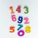 Magnetic Wooden Digits 0 to 9 with Signs for Children 15 pcs Colourful Patterns and Cartoon Eyes Learning to Count on the Fridge and Magnetic Board 5