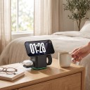 Magnetická bezdrátová nabíjecí stanice 3v1 15 W s dotykovým otáčením Pro iPhone Apple Watch i AirPods Výsuvné nabíječky Černá 8