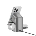 Magnetická bezdrátová nabíjecí stanice 3v1 Qi2 15 W Pro iPhone Apple Watch i AirPods Výsuvné nabíječky Šedá Kompaktní stojan na stůl 4