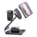 Magnetická bezdrôtová nabíjacia stanica 3v1 Bonola Pro Samsung Galaxy telefón, hodinky a slúchadlá 15 W Hliníková Čierna Stojan na stôl 3