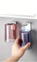 Magnetický nástěnný držák a průhledný plastový kelímek na zubní kartáček, lepicí montáž bez vrtání, zavěšení dnem vzhůru, bez elektřiny 3