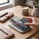 Magnetický ochranný kryt na Samsung Galaxy A55 Odolný Kreslená ulice z Japonska Bezdrátové nabíjení Černý rám a oranžová tlačítka 2