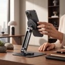 Magnetický stojan pre prenosný monitor Otočná základňa 360° Nastaviteľná výška a sklon Hliníková zliatina Čierny Na stôl do kancelárie 5