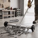 Magnetický zametač hřebíků a šroubů 42,5 cm s kolečky Teleskopická rukojeť 39 až 98 cm Nerezová ocel Magnetická miska Do dílny i garáže 2