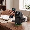 Magnetinen langaton latausasema 3v1 15 W kosketuskäännöllä iPhone Apple Watch ja AirPods vetolataajilla musta 7