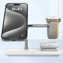 Magnetische draadloze oplaadstation 3-in-1 Qi2 15 W voor iPhone Apple Watch Galaxy Watch en AirPods Verstelbare standaard 4