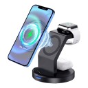 Magnetische draadloze oplader 3-in-1 15 W Stand voor iPhone Apple Watch en AirPods Draaiende houder voor staand en liggend Gebruik Zwart 3