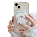 Magnetische telefoonhouder witte hond Plastic ring standaard voor mobiel voor iPhone 15 Decoratieve houder met motief 2