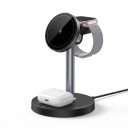Magnetisk trådløs opladningsstation 3i1 15 W til iPhone Apple Watch og AirPods Rotérbart stativ USB-C til skrivebord 3
