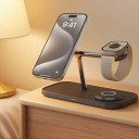 Magnetisk trådløs opladningsstation 3i1 Qi2 15 W til iPhone Apple Watch Galaxy Watch og AirPods Justerbar stativ 6
