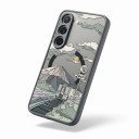Magnetiskt skydd för Samsung Galaxy A15 5G Hållbart Motiv av tåg under berget Stöd för trådlös laddning Svart ram och orange knappar 5