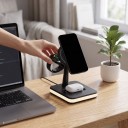 Magnettinen langaton latausasema 3 in 1 15 W yö-LED-valolla ja USB-ulostulolla iPhonea, Apple Watchia ja AirPodeja varten 5