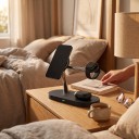 Magnettinen langaton latausasema 3v1 15 W 20 W EU-adapterilla ja yövalolla iPhone, Apple Watch ja AirPods musta 5