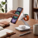 Magnettinen langaton latausasema 3v1 15 W USB-C Vierasesineiden tunnistus Puhelin, kello ja kuulokkeet teline 2