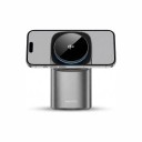 Magnetyczna bezprzewodowa stacja ładująca 3w1 Qi2 15 W dla iPhone, Apple Watch i AirPods, Wysuwane ładowarki, Szara, Kompaktowy stojak na stół 3