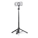 Magnetyczny statyw i selfie tyczka 23–130 cm T18 Obustronny magnetyczny pierścień Bluetooth zdalne sterowanie Aluminium Czarny Do podróży 3