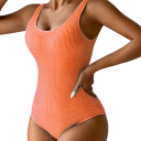 Maillot de bain une pièce pour femmes Décolleté en O Bretelles larges Nylon Spandex Uni Élastique Maillot de bain confortable pour la mer et la piscine 15