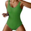 Maillot de bain une pièce pour femmes Décolleté en O Bretelles larges Nylon Spandex Uni Élastique Maillot de bain confortable 11