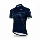 Maillot de cyclisme pour homme à manches courtes avec zip sur toute la longueur 90 % polyester et 10 % Lycra bleu foncé avec des détails jaune 1