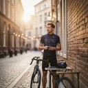 Maillot de cyclisme pour homme à manches courtes avec zip sur toute la longueur 90 % polyester et 10 % Lycra bleu foncé avec des détails jaune 5