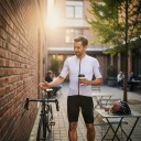 Maillot de cyclisme pour homme à manches courtes Zip sur toute la longueur Matériau extensible Mélange de nylon, spandex et polyester Blanc 7