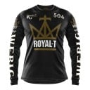Maillot de motocross à manches longues avec un grand motif de couronne sur la poitrine avec un numéro et des inscriptions 1