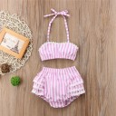 Maillots de bain deux pièces pour filles - Rose et blanc 1