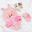 Maillots de bain pour filles + Bonnet de bain avec imprimé d'oiseaux aquatiques J2491 4
