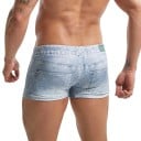 Maillots de bain pour hommes en coupe boxer avec impression en jean, confection sans couture, coupe ajustée avec cuisse courte 8