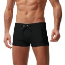 Maillots de bain pour hommes en nylon unis avec poche latérale à cordon élastique séchant rapidement léger coupe confortable 4