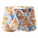Maillots de bain pour hommes en polyamide et spandex blancs avec imprimés de feuilles orange à cordon de serrage pour l'été à la plage 1