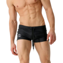 Maillots de bain pour hommes en polyester et spandex unis avec logo sur le côté à cordon élastique séchant rapidement coupe sportive 3