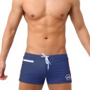 Maillots de bain pour hommes en polyester unis avec bande sur les côtés à cordon de serrage poche logo sur le côté plage piscine style sportif 11