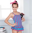 Maillots de bain rayés pour filles avec jupe J1894 8