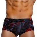 Maillots de bain slip pour hommes noirs à motifs en polyester coupe ajustée ceinture élastique maillots de bain à séchage rapide pour la plage 1