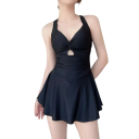 Maillots de bain une pièce pour femmes à fines bretelles décolleté en V avec découpe au niveau de la poitrine en polyester et spandex mode plage d'été 1