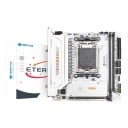 Mainboard 17 x 17 cm ITX mit AM5-Sockel und B650-Chipsatz für AMD Ryzen 7000 bis 9000 mit DDR5 Wi-Fi 6 und 2x M.2 NVMe PCIe 5.0 weiß 1