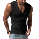 Maiou pentru bărbați cu decolteu în V, uni, din poliester și spandex, top ușor și elastic pentru sport, fitness, timp liber, vară 1