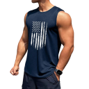 Maiou pentru bărbați cu decolteu rotund și imprimeu cu steagul american din poliester Top ușor de vară pentru sport timp liber 4