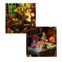 Maison de poupée 11,5 x 19 x 26,8 cm Kit de construction 3D en bois avec lumière LED et meubles Modèle de bricolage Maison miniature Assemblage 2