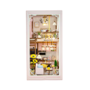 Maison de poupée 11,6 x 18 x 23 cm, kit de construction en bois 3D à monter soi-même avec éclairage LED, meubles à assembler, décoration, modèle 4
