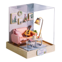 Maison de poupée en bois 11,5 x 9 x 9 cm Mini kit de bricolage avec housse de protection pour meubles Puzzle 3D Décoration miniature faite à la main 5