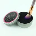 Make-up kwastenreiniger met spons Droge reiniging van kwasten zonder water Aluminium doos met deksel Diameter 8 cm Hoogte 3 cm 3