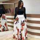 Μακριά γυναικεία φόρεμα με πολύχρωμη φούστα 6