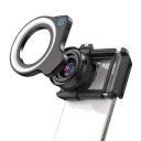 Makro objektiv til mobil Zoom 10-20x Med cirkulært LED lys 32 dioder Aluminium krop Telefonholder 7-10 cm Sort til iOS og Android 2